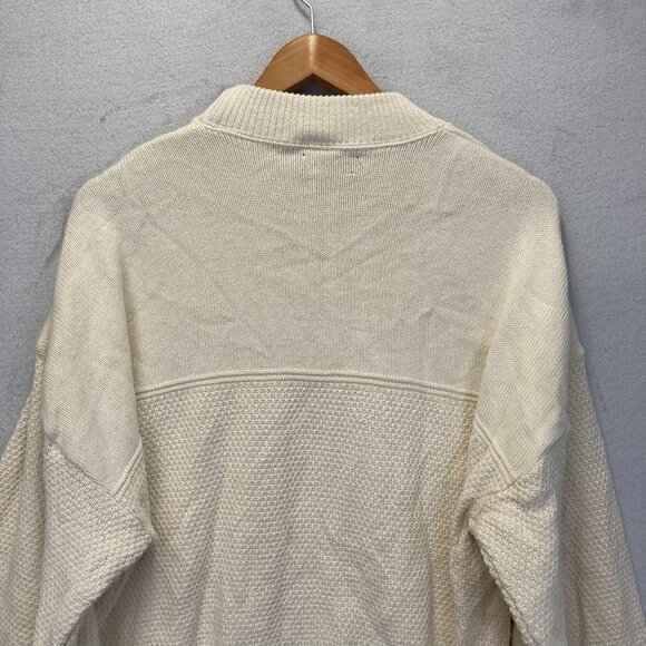 Vintage 90s SFKM Baggy Mockneck Mens Sweater XL Cream White Relaxed Fit USA Made - Picture 13 of 14